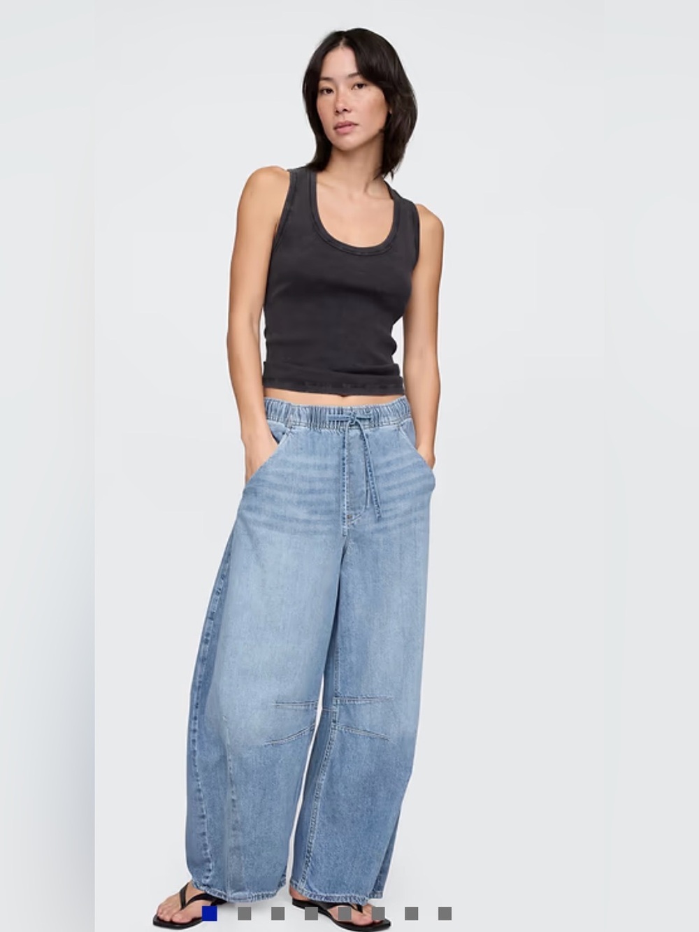 GAP Light Blue Barrel Relaxed Drawstring Jeans